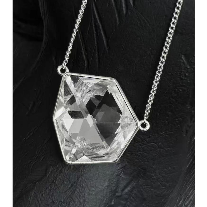 Korean Minimalist Geometric Crystal Earrings & Necklace Set with Adjustable Ring