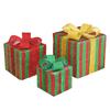 3 Pcs/Set Christmas Lighted Gift Boxes LED Light Up Stackable Nesting Box with Bow for Christmas Indoor Outdoor Home Yard Lawn Decor