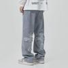 Men's Retro Cross-Embroidered Straight Jeans - Hip Hop Style