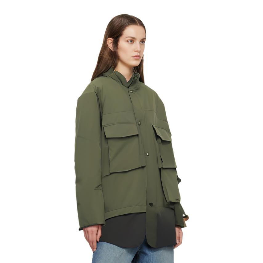 Anta Solid Color Zip Stand Collar Jacket Women jackets Dark-Green 952448803-2