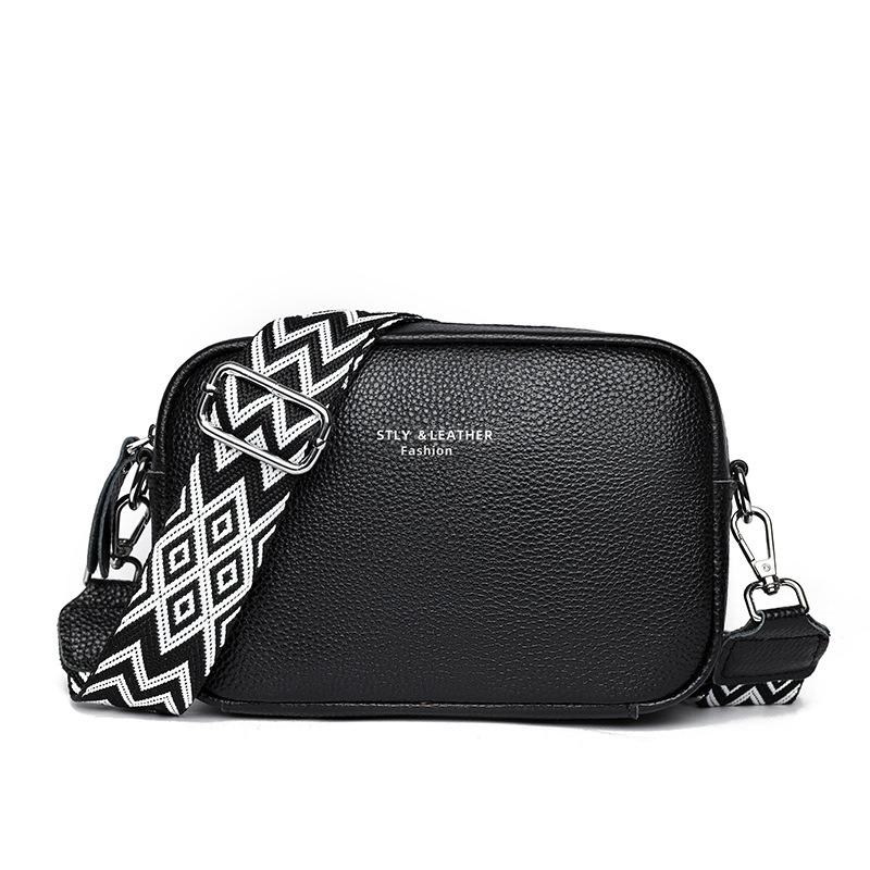 Leather Bag Women's Fashion Small Square Bag Trendy Commuter Women's Bag First Layer Cowhide Shoulder Bag Simple Messenger Bag