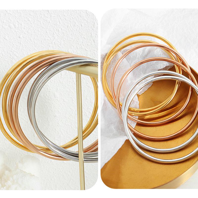 3 Stuks/partij Niet-vervagend Roestvrij Staal Armbanden Voor Vrouwen Eenvoudige Stijl Goudkleurig Waterdichte Dames Armbanden Bangel