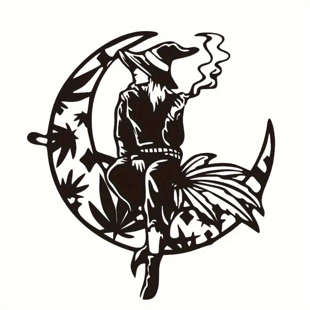 Halloween Witch Moon Metal Wall Art Home Decor Spooky Statue