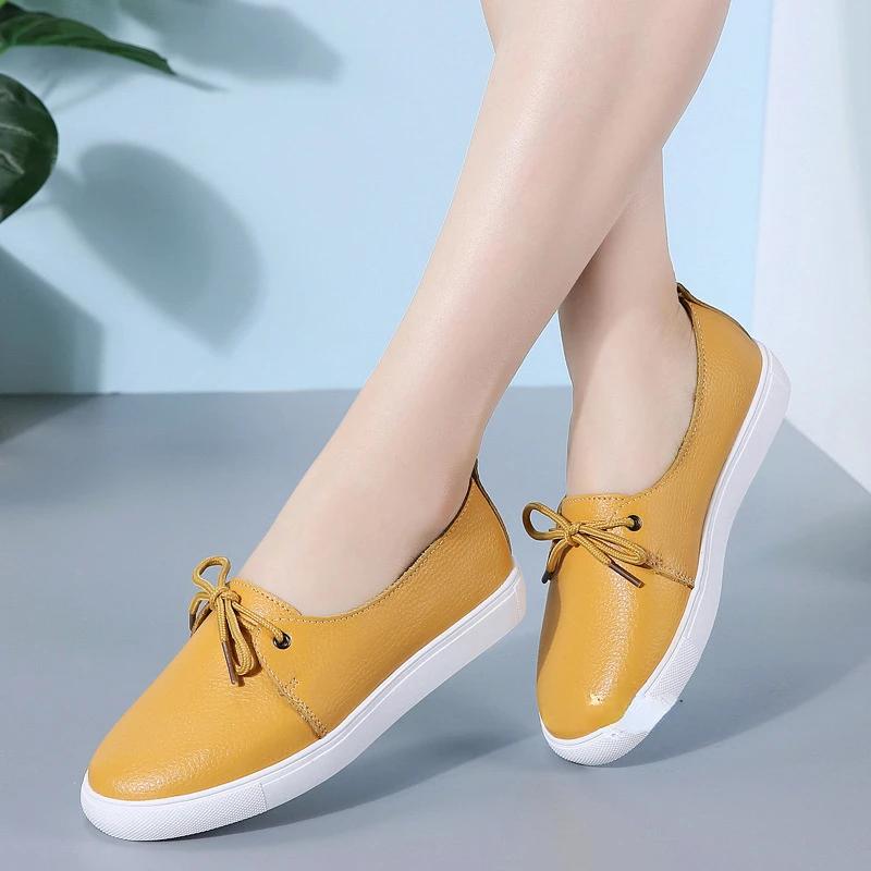  Casual Comfortable Women's Flat White Lace-up Shoes Summer Vulcanized Sneakers Ladies Light Soft Shallow Mouth Loafers