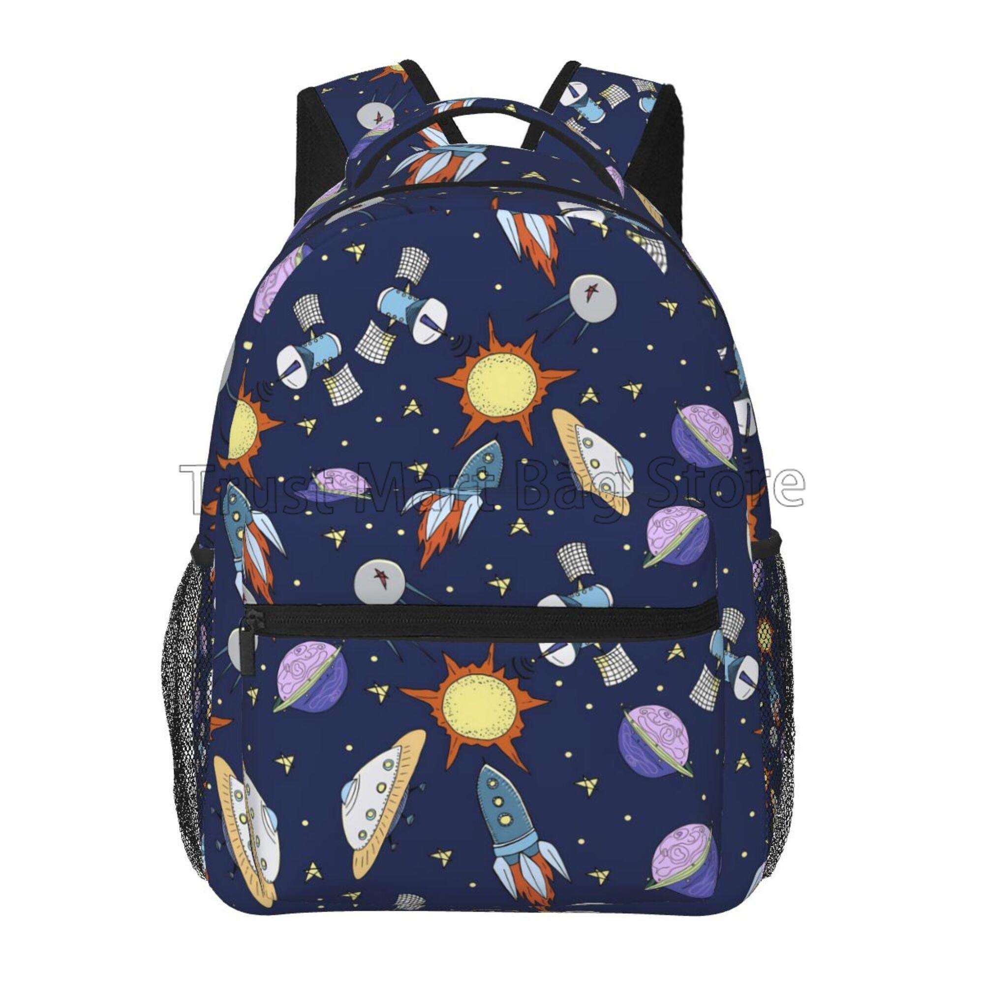 

Toddlers Space Planet Pattern Students School Bags for Boys Girls Cute Travel Backpacks Unisex Softback Laptop Backpack