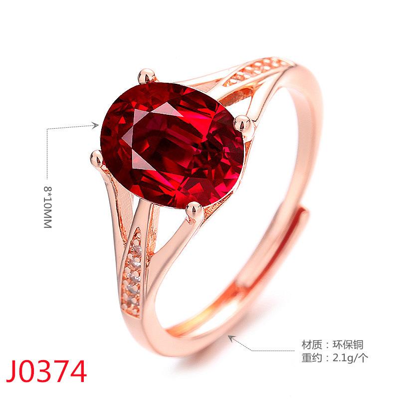 2026 18K Rose Gold-plated Pigeon Blood Ruby Ring Women's Light Luxury Diamond-set Engagement Ring Colored Open Index Finger Ring