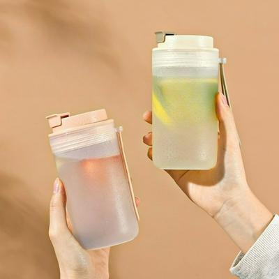350/550ML Heat-resistant Plastic Water Cup Tumbler with Lid & Rope Reusable Portable Leak Proof Drinking Cup for Kids Students