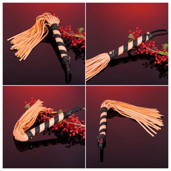 Faux Leather Flogger Whip Handmade Whip with Wooden Handle Adult Roleplay Whip Cosplay