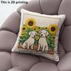 Sunflower  Cute Dog Square Throw Pillow Covers Pattern Cushion Cover Suitable For Sofa Bedroom Car Pillow Cover