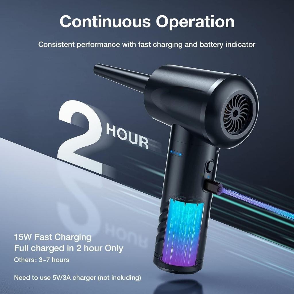 100000RPM 3-Gear Compressed Air Duster Adjustable PC/Keyboard Cleaner Portable Multi-functional Electric Air Blower