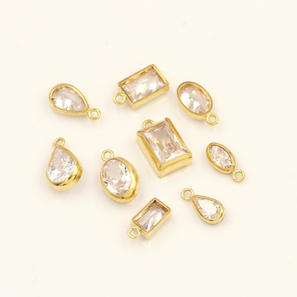 2026 New Arrival Fine AAA Grade Zircon Stone Drop Charms for Permanent Bracelet Necklace Making Gold Filled Jewelry Findings