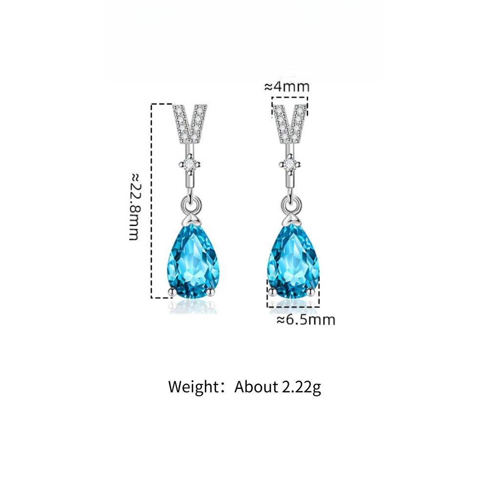 925 Sterling Silver Light Luxury Fashion Temperament V-shaped Water Drop Zircon Earrings Birthday Gift Women's Jewelry