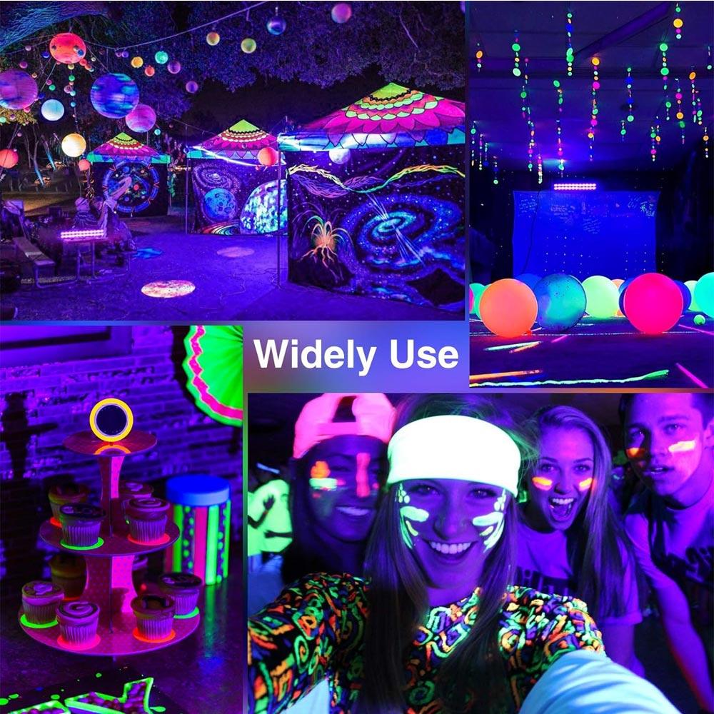 96W/48W/24W Fluorescent Black UV Light Party Bar Glow In Dark Party Supplies for Christmas Blacklit Party Stage Light Xmas Party