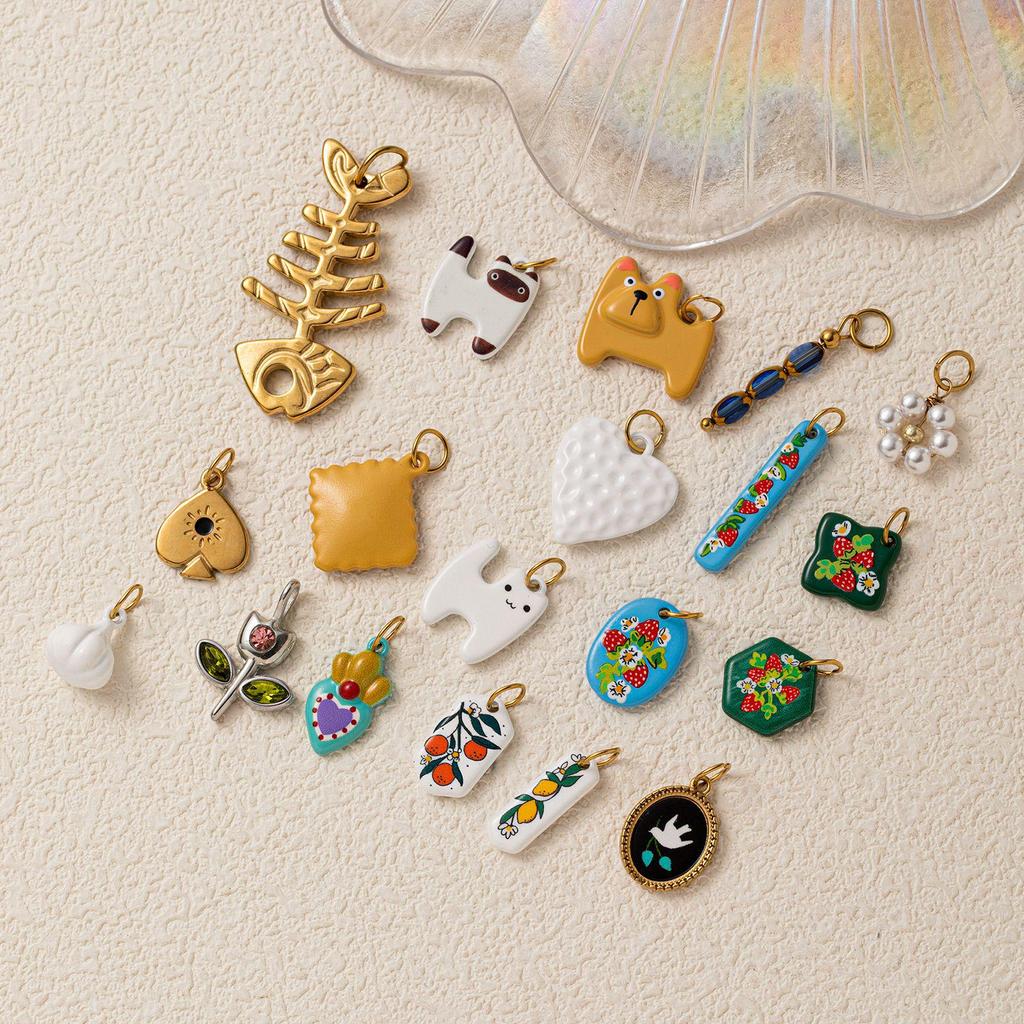 18K Gold Stainless Steel Cat Pendant - Durable & Color-Retaining DIY Accessory