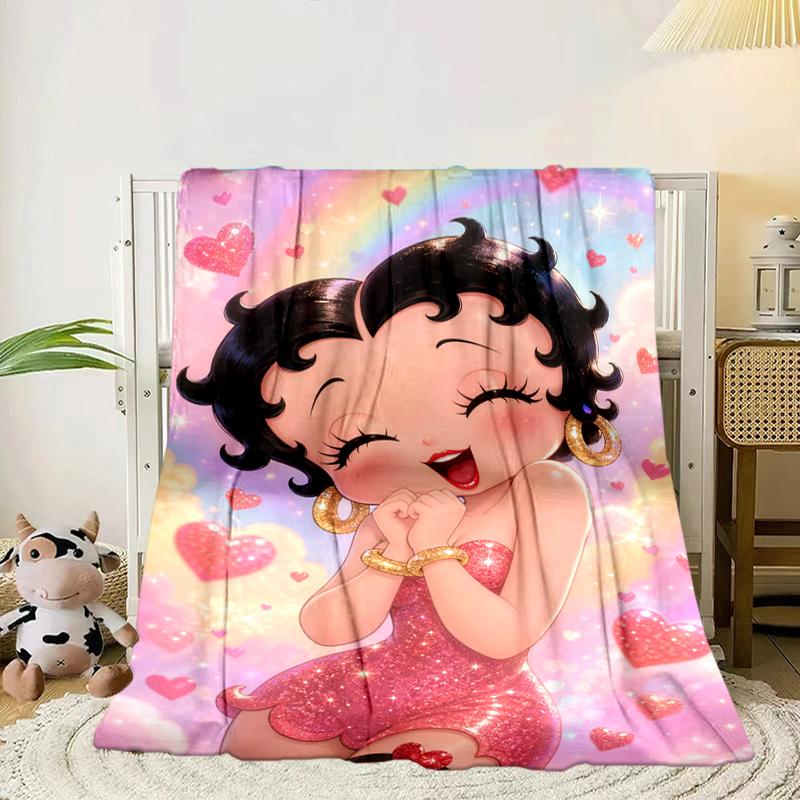 laday In Red Dress Blanket Flannel Blanket for bed, sofa, Camping, Hiking, Picnic Essentials, gift for family Fan gifts