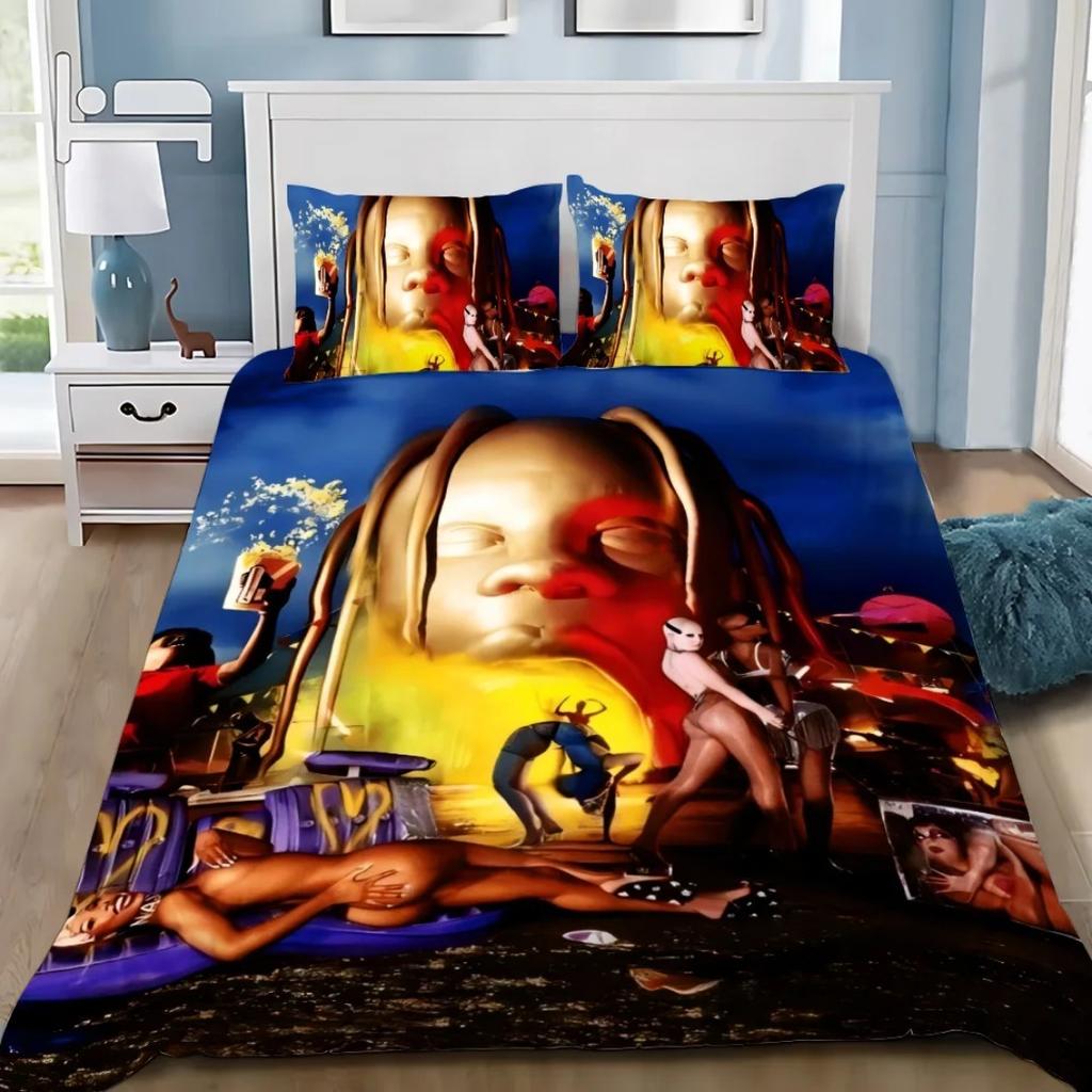 Rapper T-Travis Scott Jack Bedding Set Rapper Duvet Cover Pillowcase Adult Boy Girl Bedroom Decoration Children Single Double