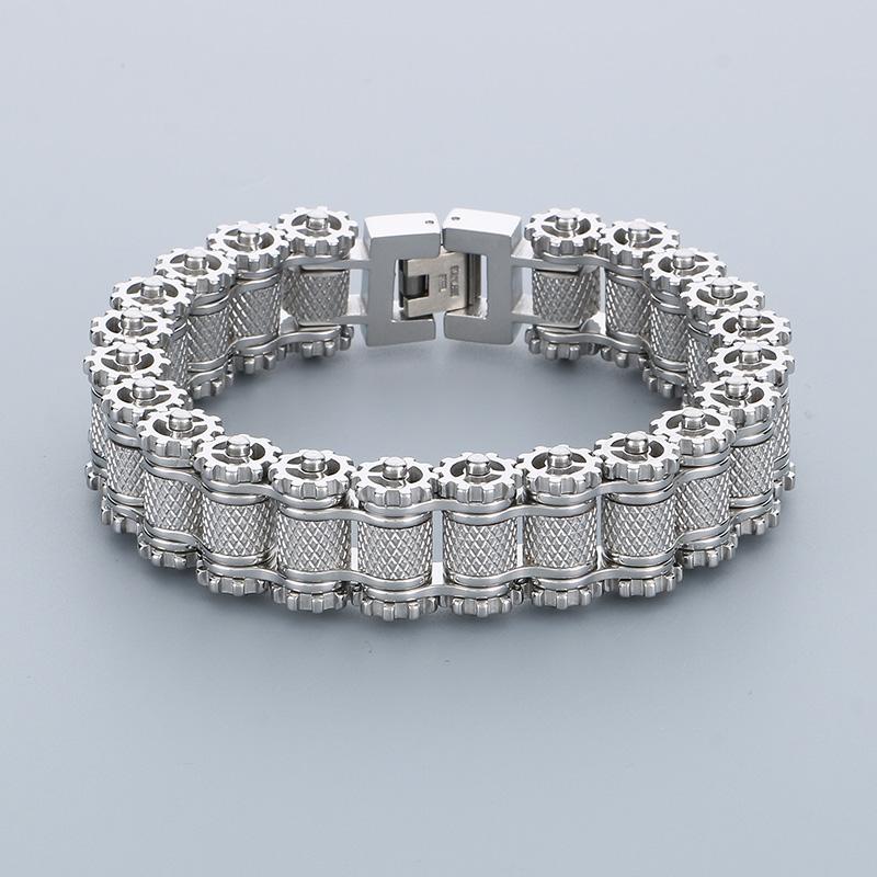 

15MM Personalized Bicycle Chain Bracelet for Men High Quality Stainless Steel Rainbow Color Accessories Punk Chunky Jewelry Gift 22cm