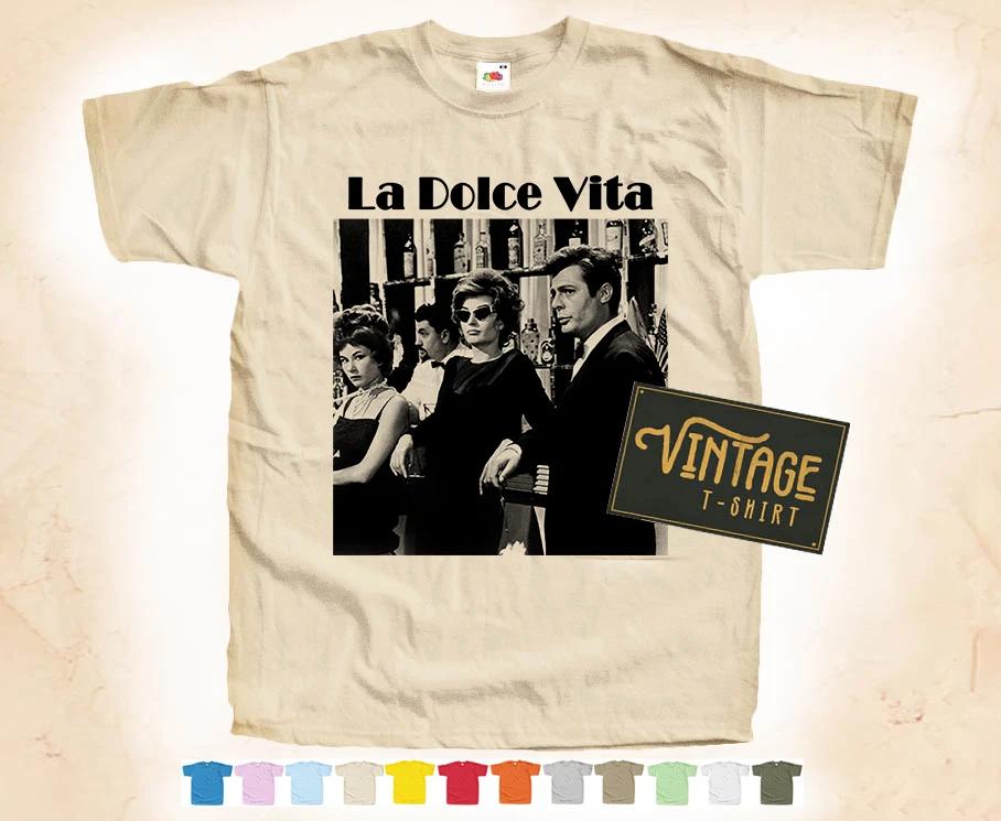 

Черная печать LA DOLCE VITA vol.1 Футболка Винтажный плакат 12 цветов S-5XL 4XL