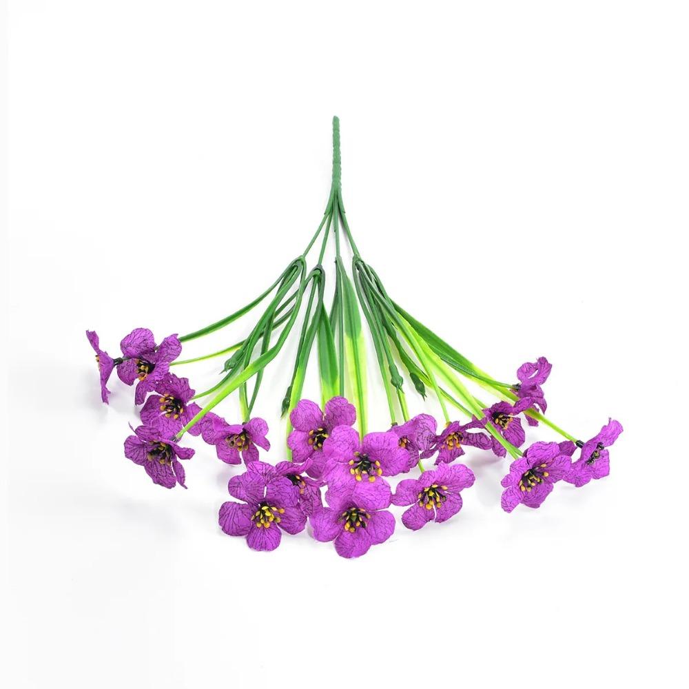 

5 Forks 18 Heads Artificial Flowers UV Resistant No Fade Faux Plastic Fake Plants Diy Home Garden Wedding Decoration Outdoor 1 piece