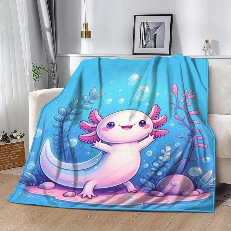 8 Sizes Cute Axolotl Printed Blanket Warm Soft And Comfortable Home Travel Blanket Sofa Bedding Cover Blanket Kids Gamer Gift