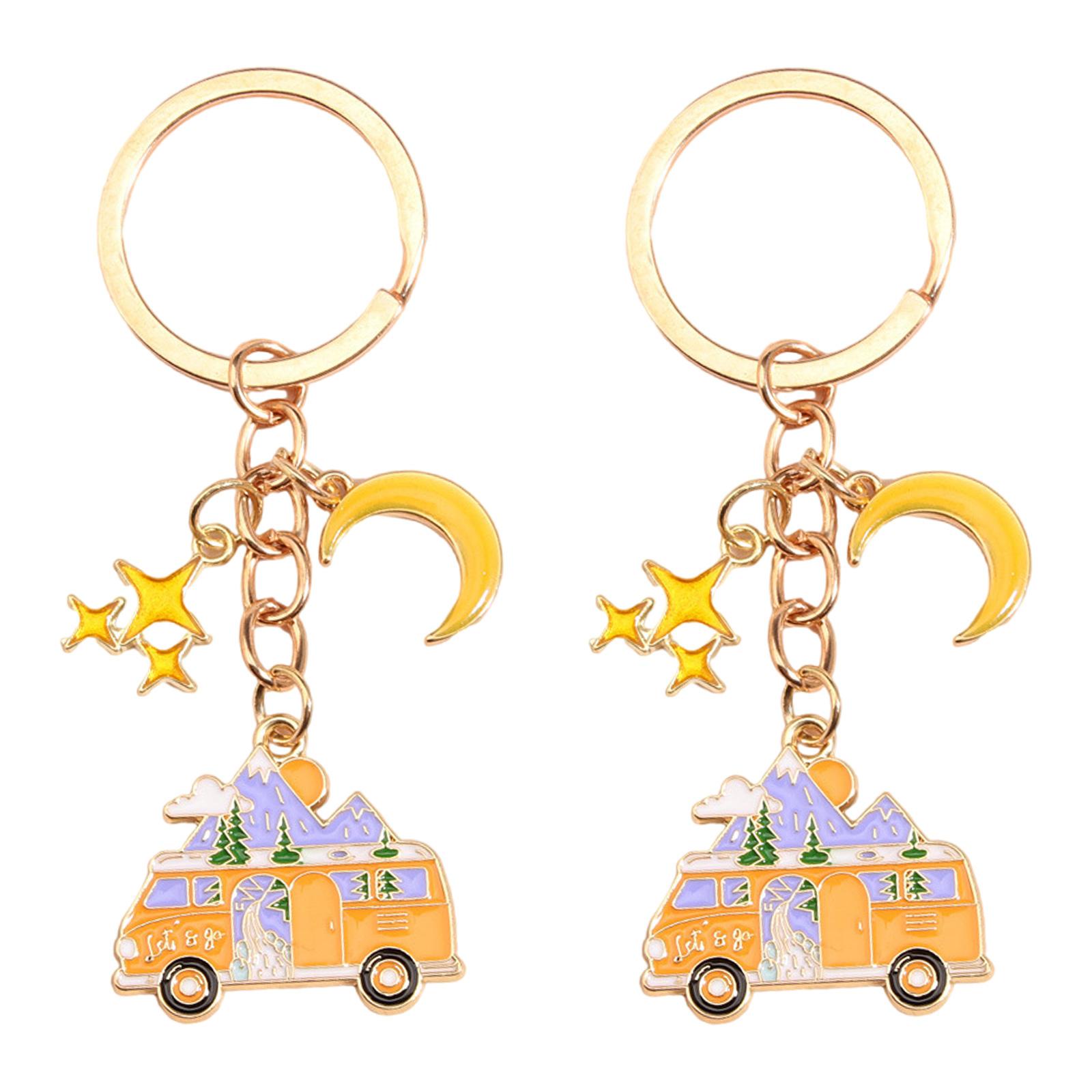 

2Pcs Camping Keychain Set Colorful Motorhome Keyrings Stylish Bag Pendant Key Pendant Suitable for Travel Enthusiasts 2