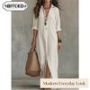 Women's Fashion Spring Autumn Solid Color Print POLO Neck Long Sleeve  Casual Dresses