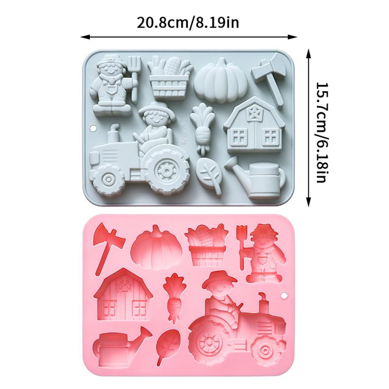 Silikonová forma na čokoládu s farmářským motivem Dýně Traktor Sekera Květináč Dům Forma na ručně vyráběné mýdlo 9 dutin Forma na gumové bonbony Kostky ledu