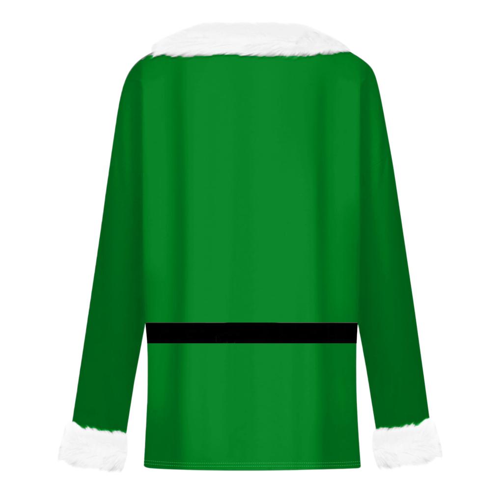 Ladies' Fashionable And Casual Christmas Printed Plush V-neck Long Sleeved Shirt