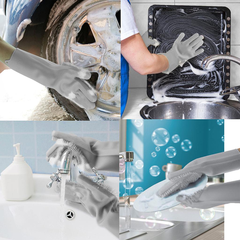 Les Trésors De Lily [A2293] - 'Astuces' Silikon-Spülhandschuhe, grau - 32x15 cm