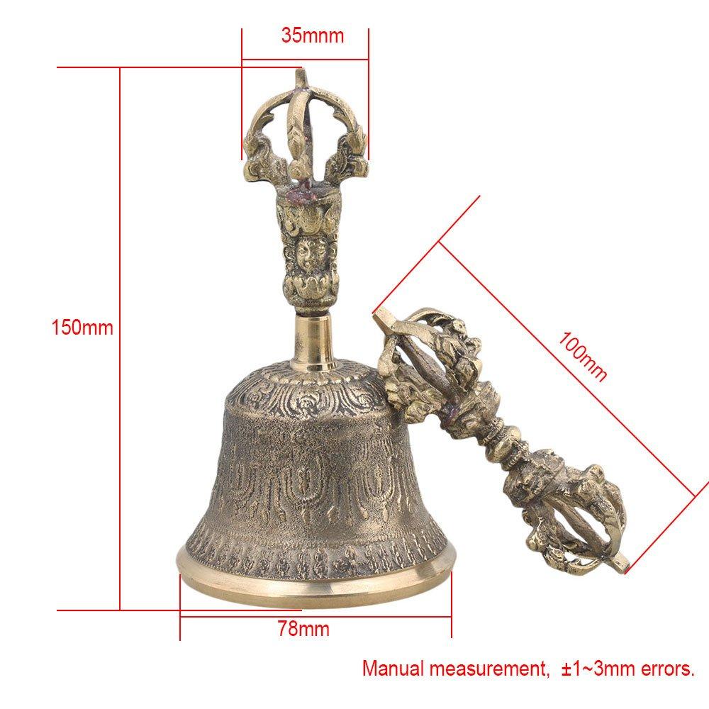 Yibuy Medium Size 78mm Diameter Golden Brass Tibetan Hand Bell for Meditation & Prayer, Bellsvara