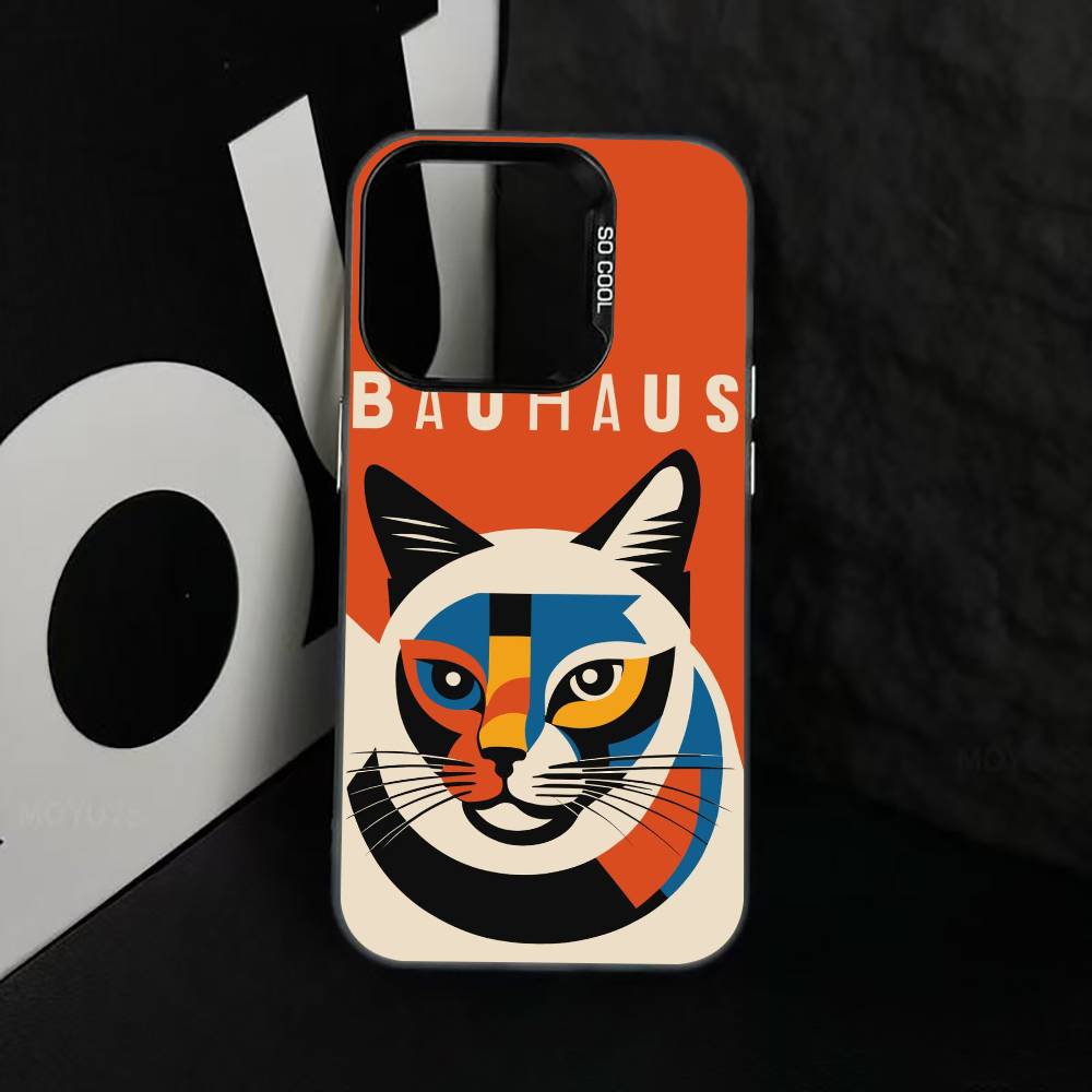 Minimal Bauhaus Pattern Phone Case For iPhone 17,16,15,14,13,12,11 Plus,Pro Max,XS,Colorful Silver Black Cover