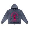 DTG print Knitted Denim Zip-Up Hoodie streetwear psychotic disorder Brother Print Zipper Hoodies  