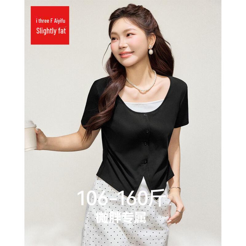 IEF French Style Curvy Fit Faux Two-Piece Slimming Top M