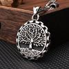 Norse Mythology Yggdrasil Viking Tree of Life Necklace Men Stainless Steel Viking Rune Pendant Necklace Jewelry