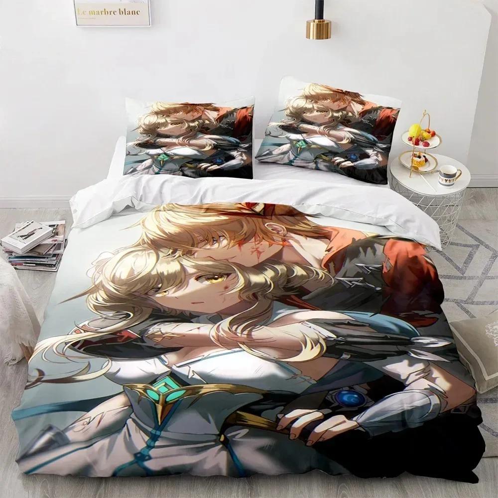 Game Genshin Impact Comforter Bedding Collections Quilt Bed Cover Duvet Cover Pillow Case Collections Kids Adult Size