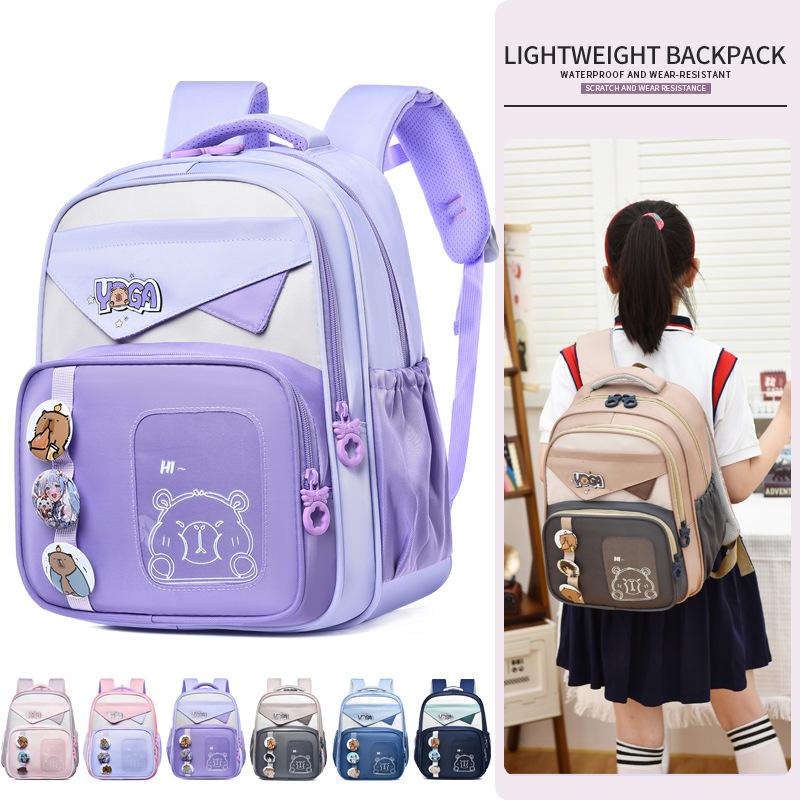 School bag cartoon new large-capacity primary school students in grades 1-3, lightweight and versatile spine protection and burden reduction backpack