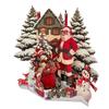 3D Christmas Card Night Before Christmas Scene With Santa, Reindeer, Snowy Village & Moonlit Sky Festive Holiday Greeting Card