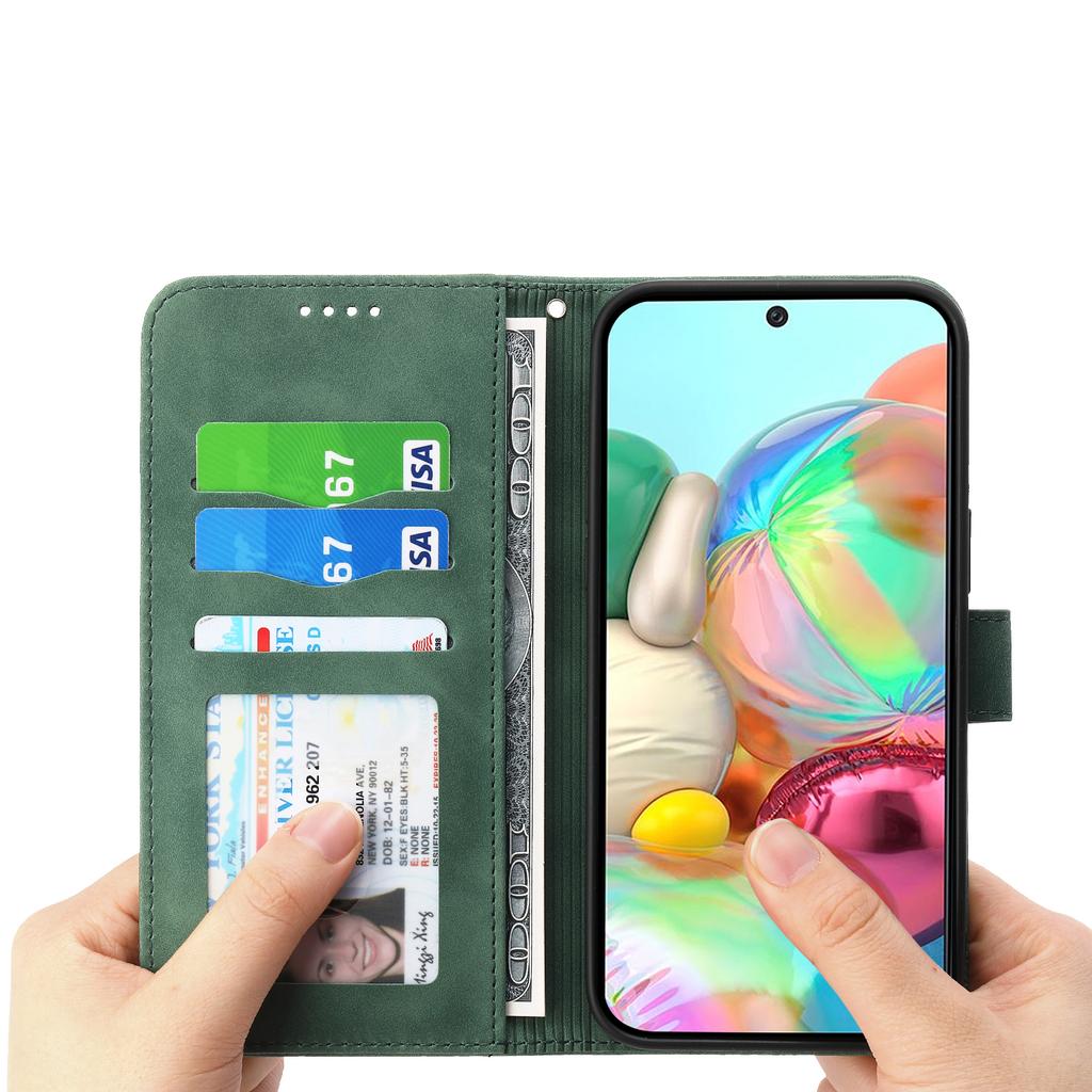 DIERFENG DF-03 For Google Pixel 9a Leather Case Lines Imprint Wallet Phone Cover