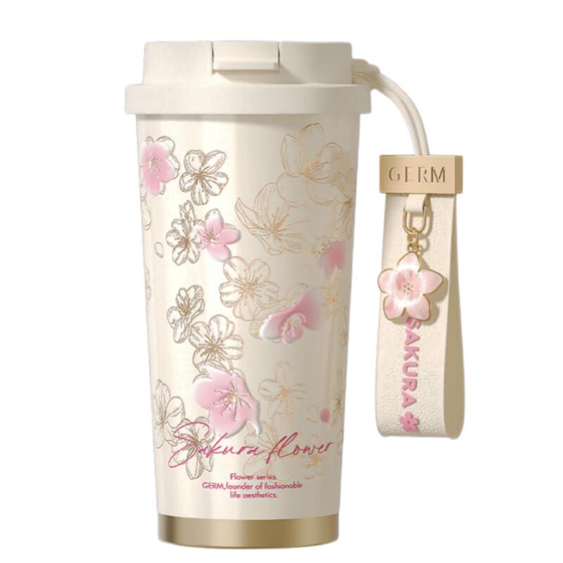 Gemigeme Cherry Blossom Stainless Steel Insulated Straw Cup