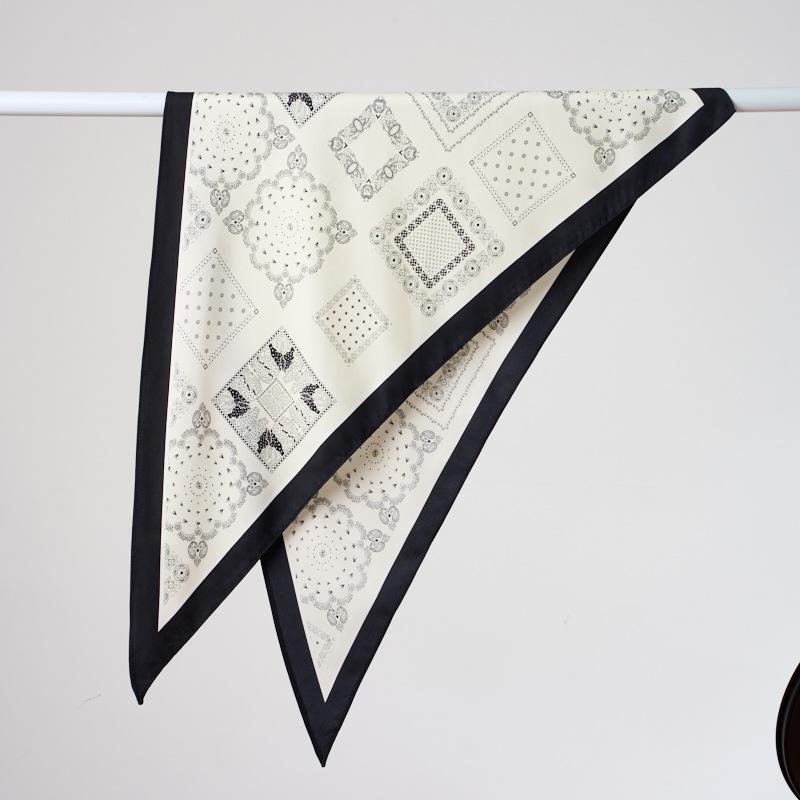 New simulation silk decorative wear triangle scarf versatile temperament fashion high sense belt women's light luxury silk scarf