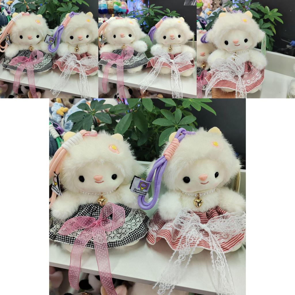 Portachiavi Pecora di Peluche con Gonna a Quadretti per Ragazze Regalo e Decorazione per Borsa