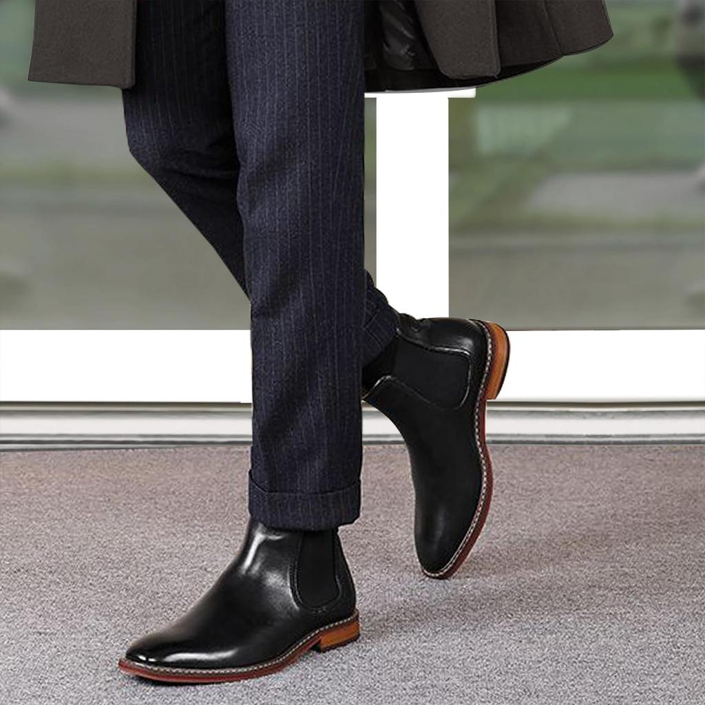 [FOX Sense] Boots Business Shoes Chelsea Boots Business Side Gore Men's Chukka Leather Shoes Genuine Leather Dress Shoes Formal Black 25.0cm C805H-01