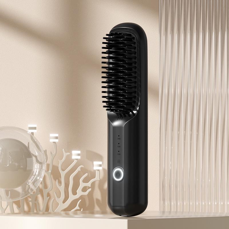 Wireless LCD Hair Straightening Comb with Negative Ion Technology - Portable, Non-Damaging Electric Comb for Safe Hair Styling