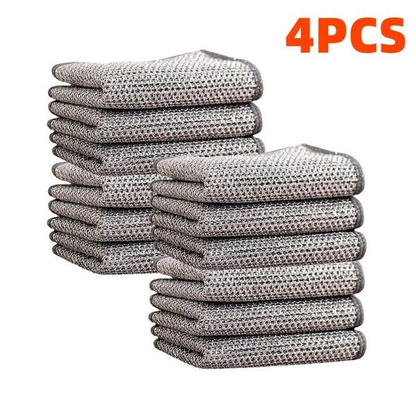 2/4/8/12PCS Magic Cleaning Cloth Thickened Double-sided Metal Steel Wire Rags Kitchen Dish Pot Washdishing Cloths Towel Clean Tools