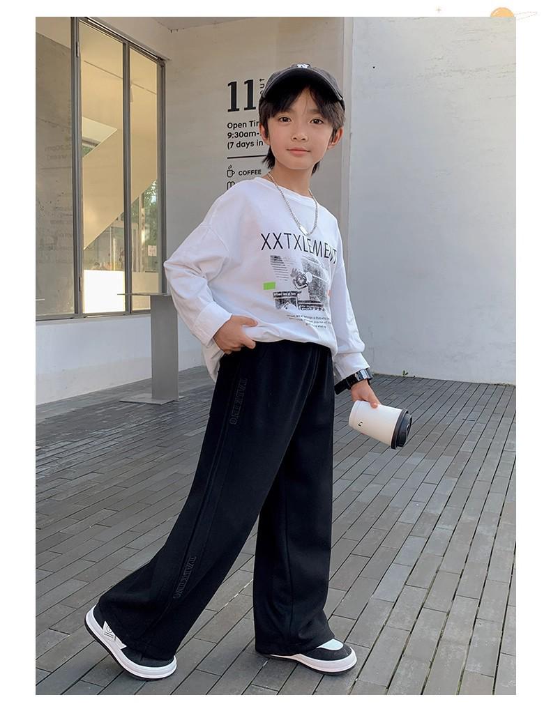 Boys' Fleece-Lined Wide-Leg Pants for Autumn/Winter - 2025 New Style Sportswear for Older Kids