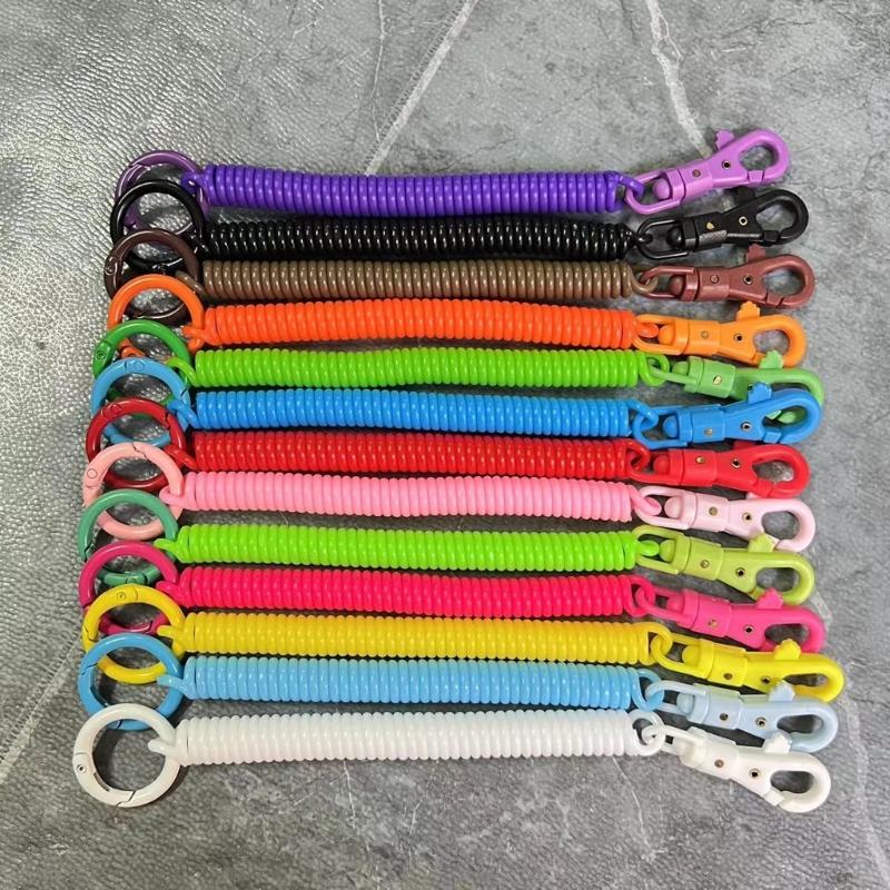 Dehnbarer Spiral-Schlüsselanhänger, Einziehbarer Schlüsselanhänger mit Spiralfeder Zinklegierung Schlüsselhalter Farben Schlüsselanhänger für Rucksack