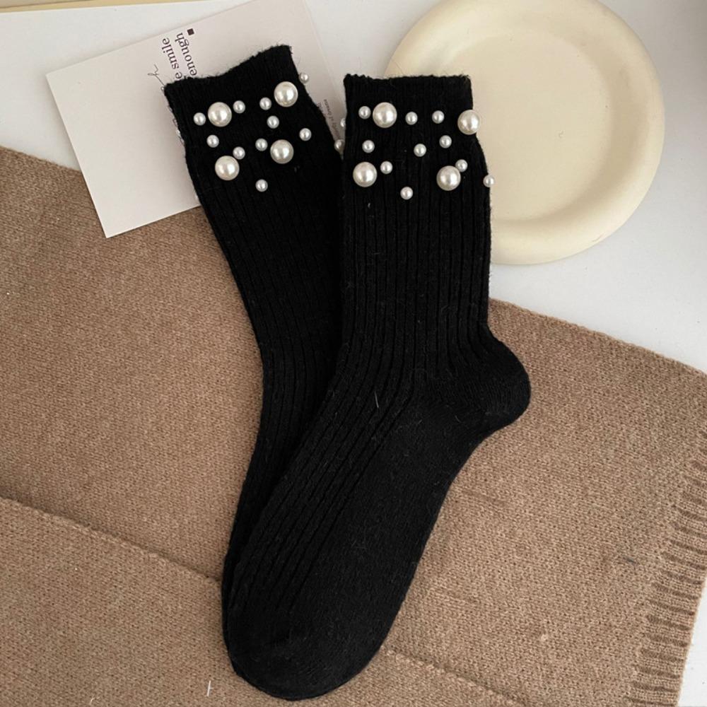 Solid Color Mid-Tube Socks Thicken Women Socks New Warm Socks  Winter