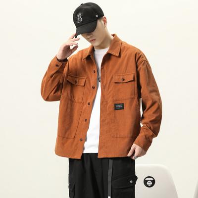 Spring High-End Waffle Shirt Men'S Loose Large-Size Fat Tooling Jacket Jack Long-Sleeved American Shirt Tide