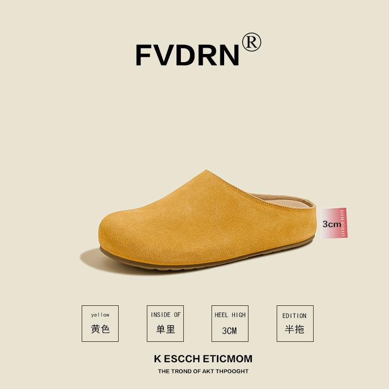 

Повседневные шлепанцы на толстой подошве с одним ремешком, женские, новые весенне-осенние, для улицы, из замшевой коровьей кожи, в ретро-стиле, полушлепанцы 40 жёлтый