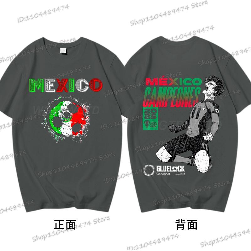 Anime Blue Lock T-shirt Harajuku Yoichi Isagi Fans Gifts Shirt Cotton Fashion Soccer Lover Tees Blue Lock Go Mexico Trend Tshirt